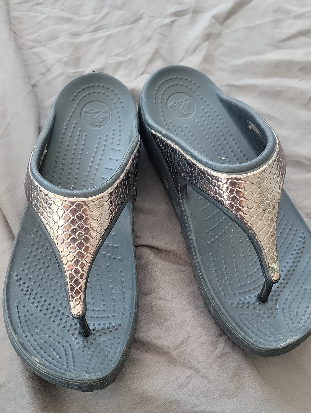 Crocs Metallic Snake-Print Sandals -